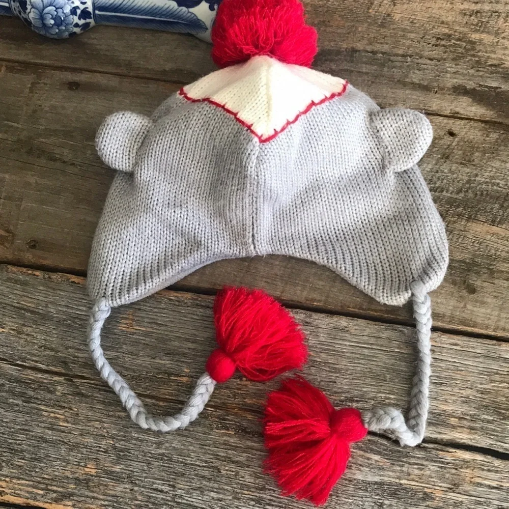 Sock Monkey Ear Flap Beanie With Tassels